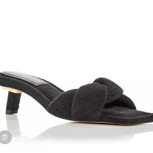 Good American Black Terry Kickstand Mules